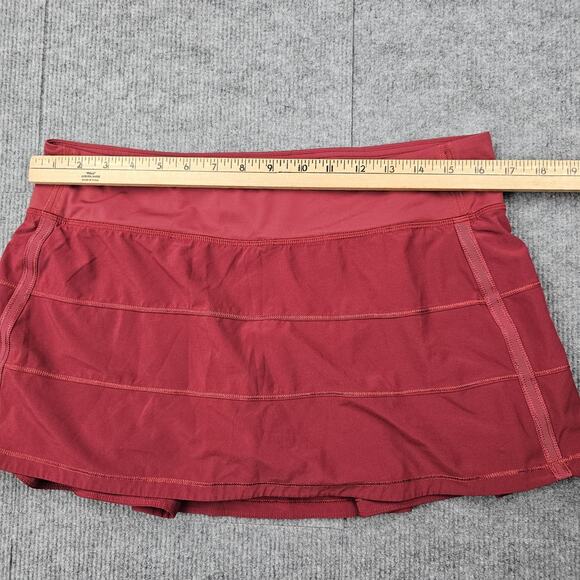 Lululemon Pace Rival Skirt Womens 10 Red Athletic Tennis Preppy Lined Athleisure - Picture 4 of 8